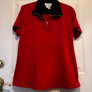 Dividends Maternity Red & Black 1/4 Zip Shirt Top